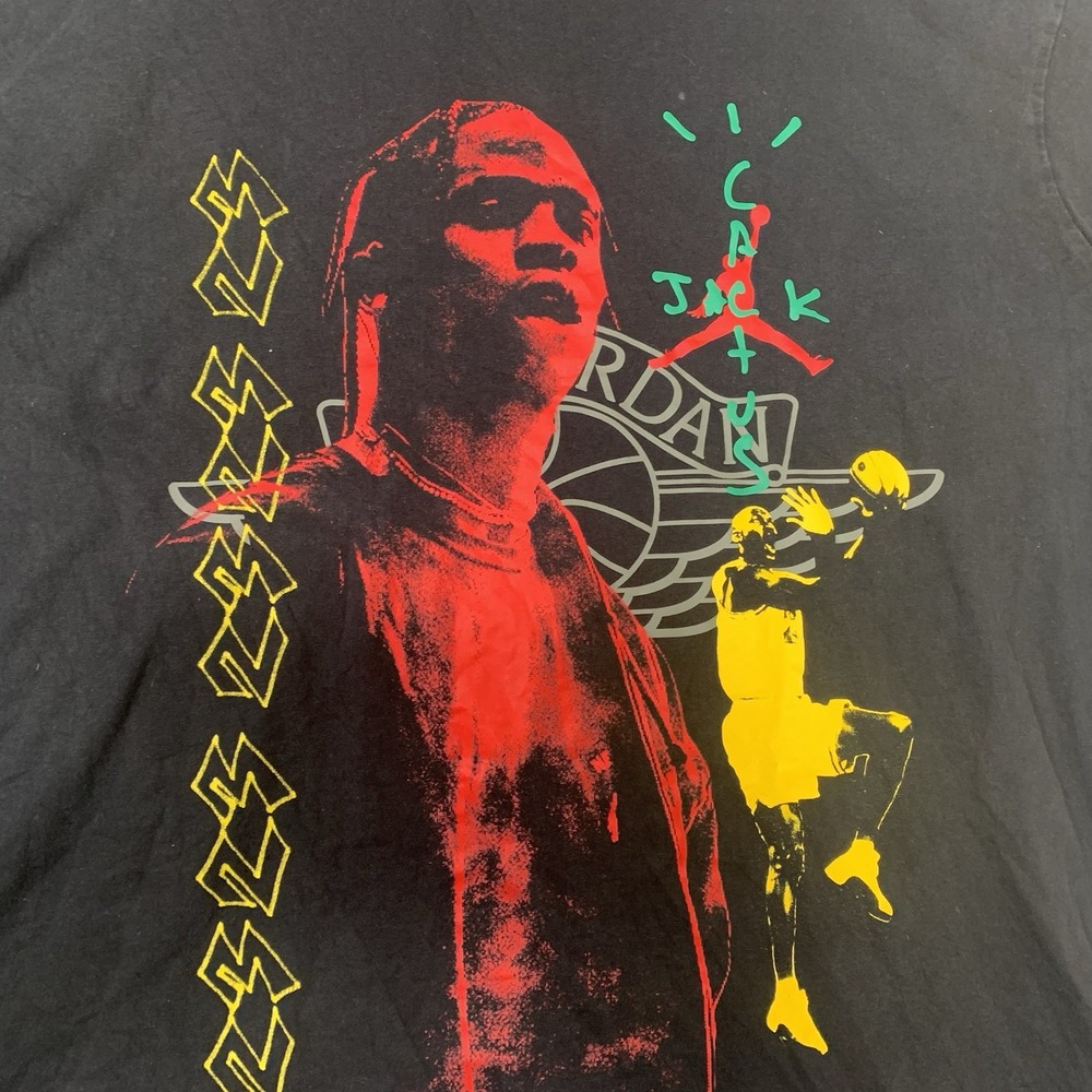 Nike Air Jordan Travis Scott Shirt Mens Large Black Cactus Jack Graphic NBA Rap - Picture 3 of 7